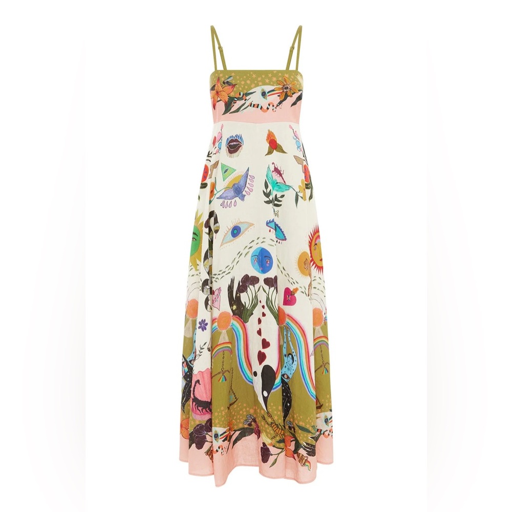 Alemais Evergreen Linen Midi Dress US 6, AU 10